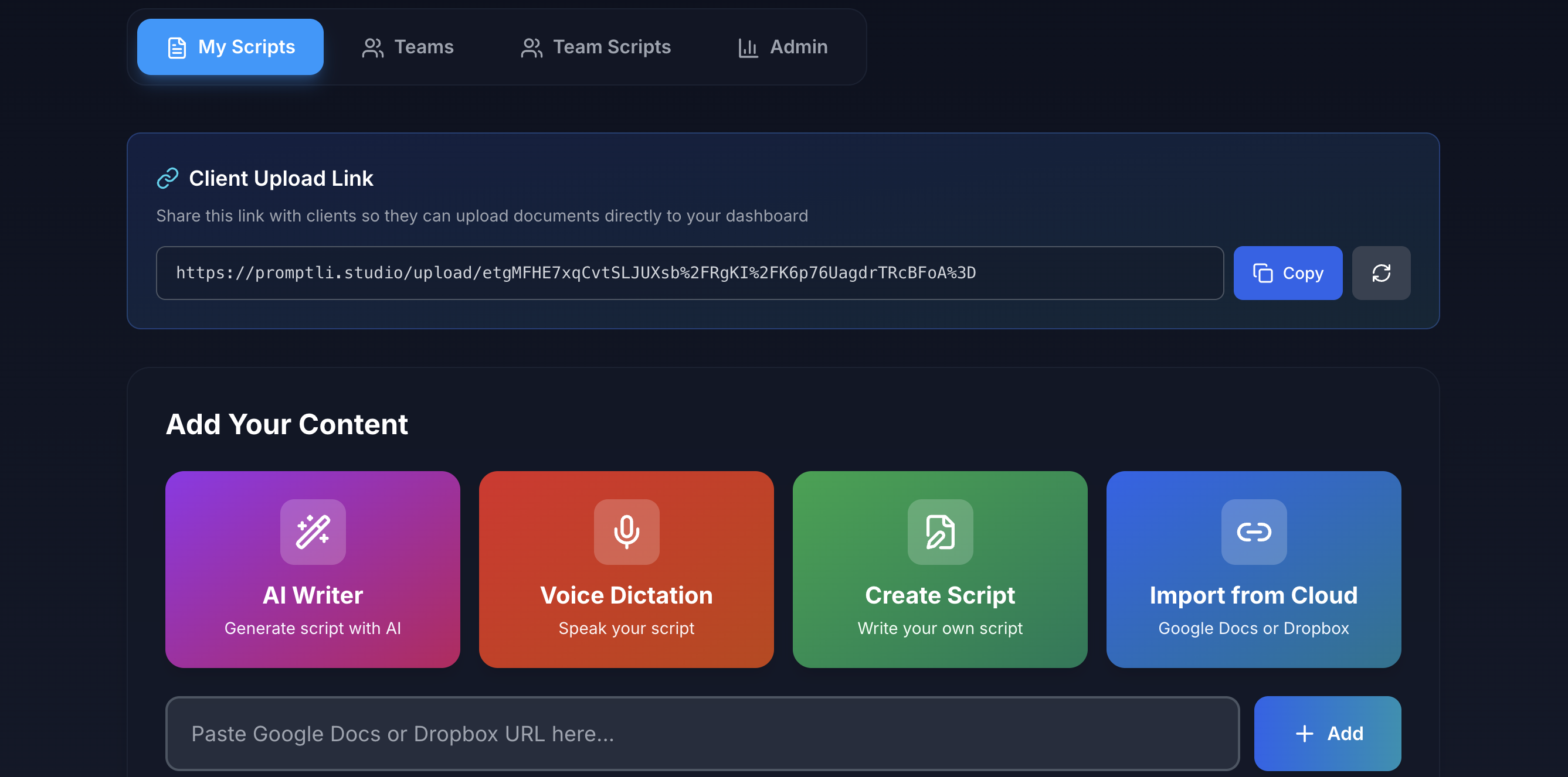 Promptli Dashboard Preview